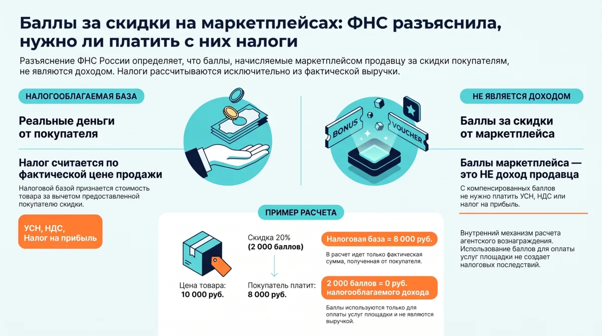 🎁 Баллы за скидки на маркетплейсах: ФНС разъяснила, нужно ли платить с них налоги