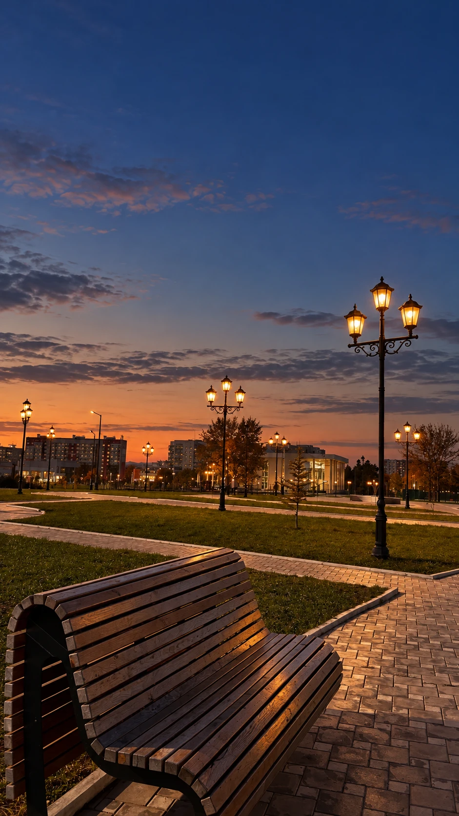 🌆 Вечерний Комсомольск в огнях фонарей ❤️