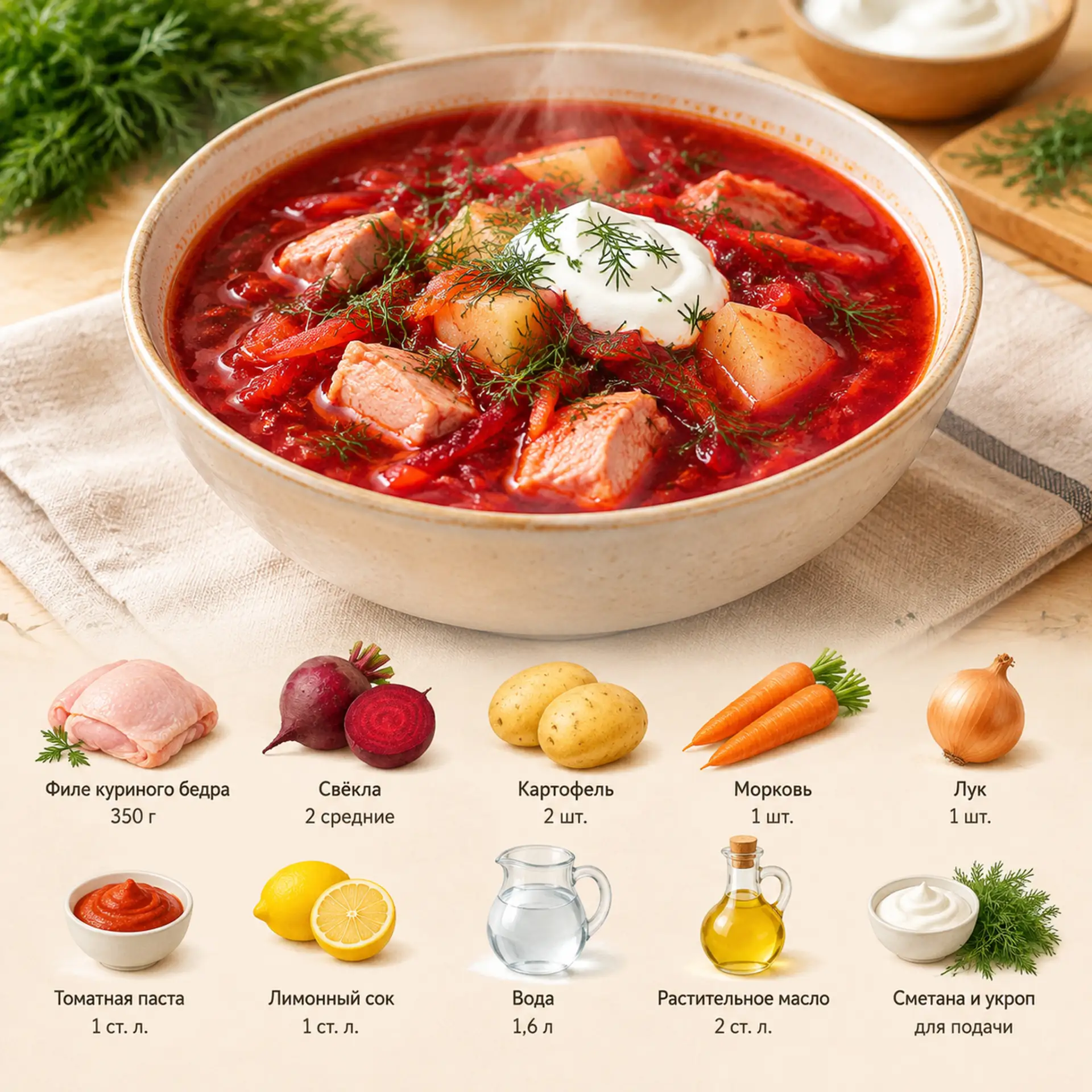 Горячий свекольник с курицей 🤤