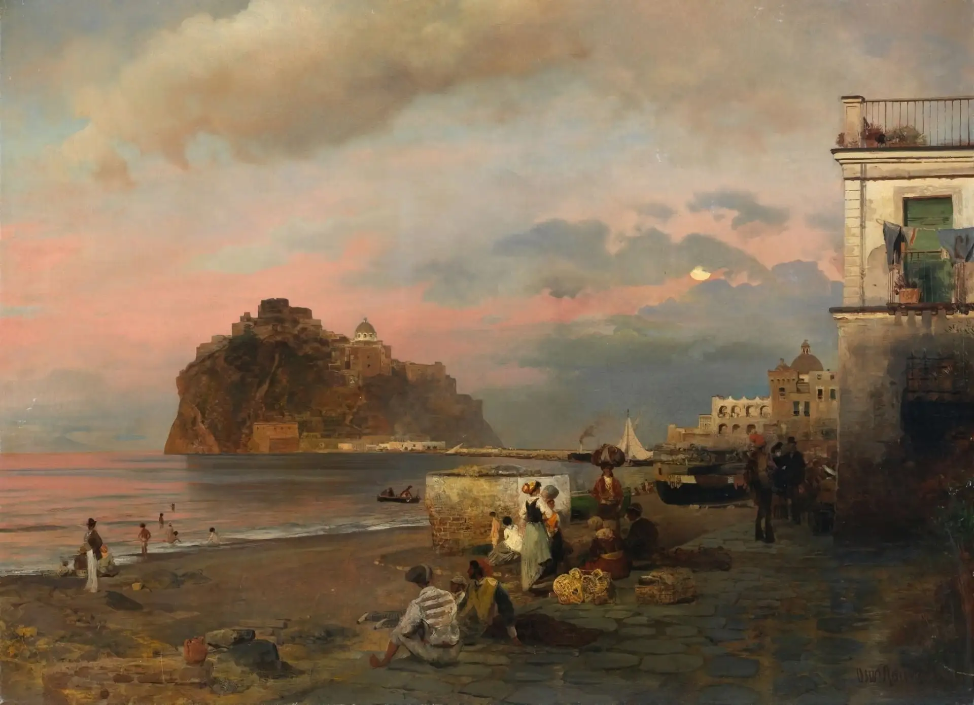 «Вид на Искью с Арагонским замком» (Abendstimmung am Hafen von Ischia. Blick auf das Ca...
