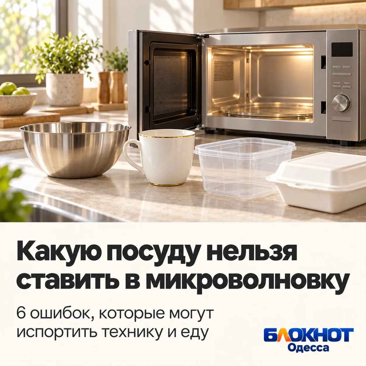 🥣 Какую посуду нельзя ставить в микроволновку