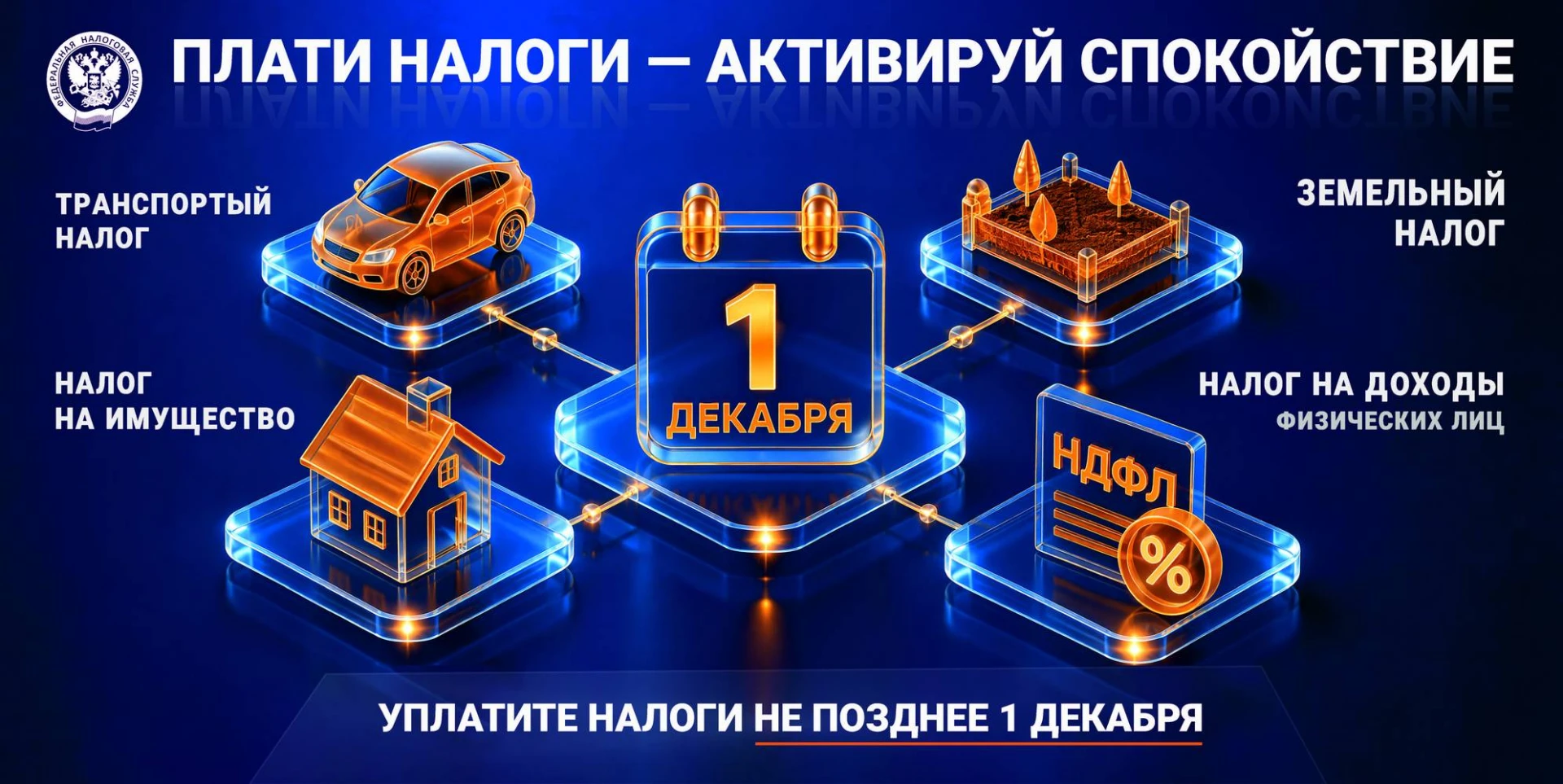 📢 Уважаемые граждане! Не забудьте уплатить налоги до 1 декабря!