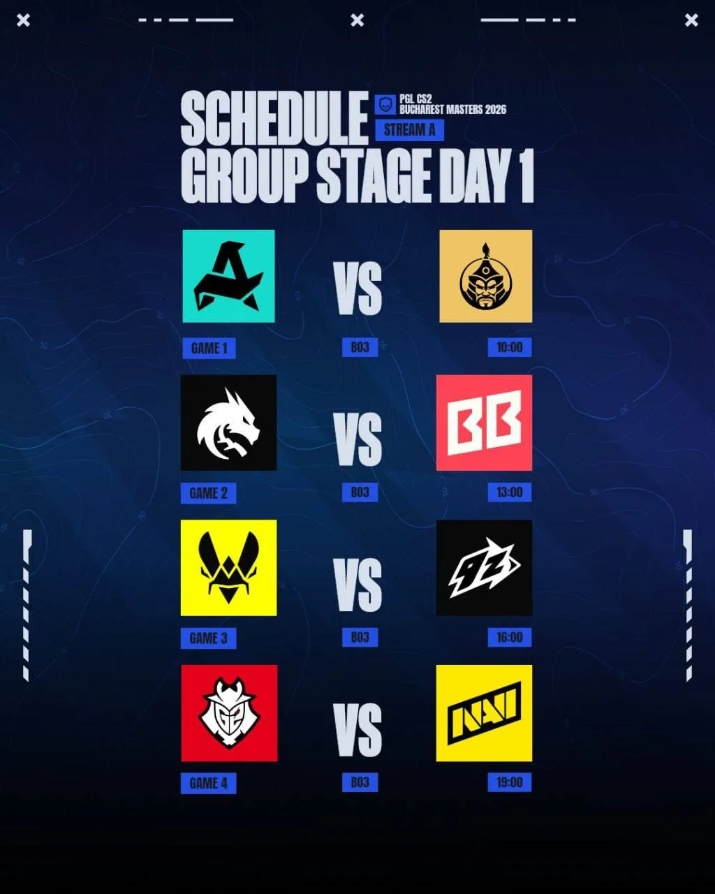 Известно расписание первых матчей PGL Masters Bucharest 2026.