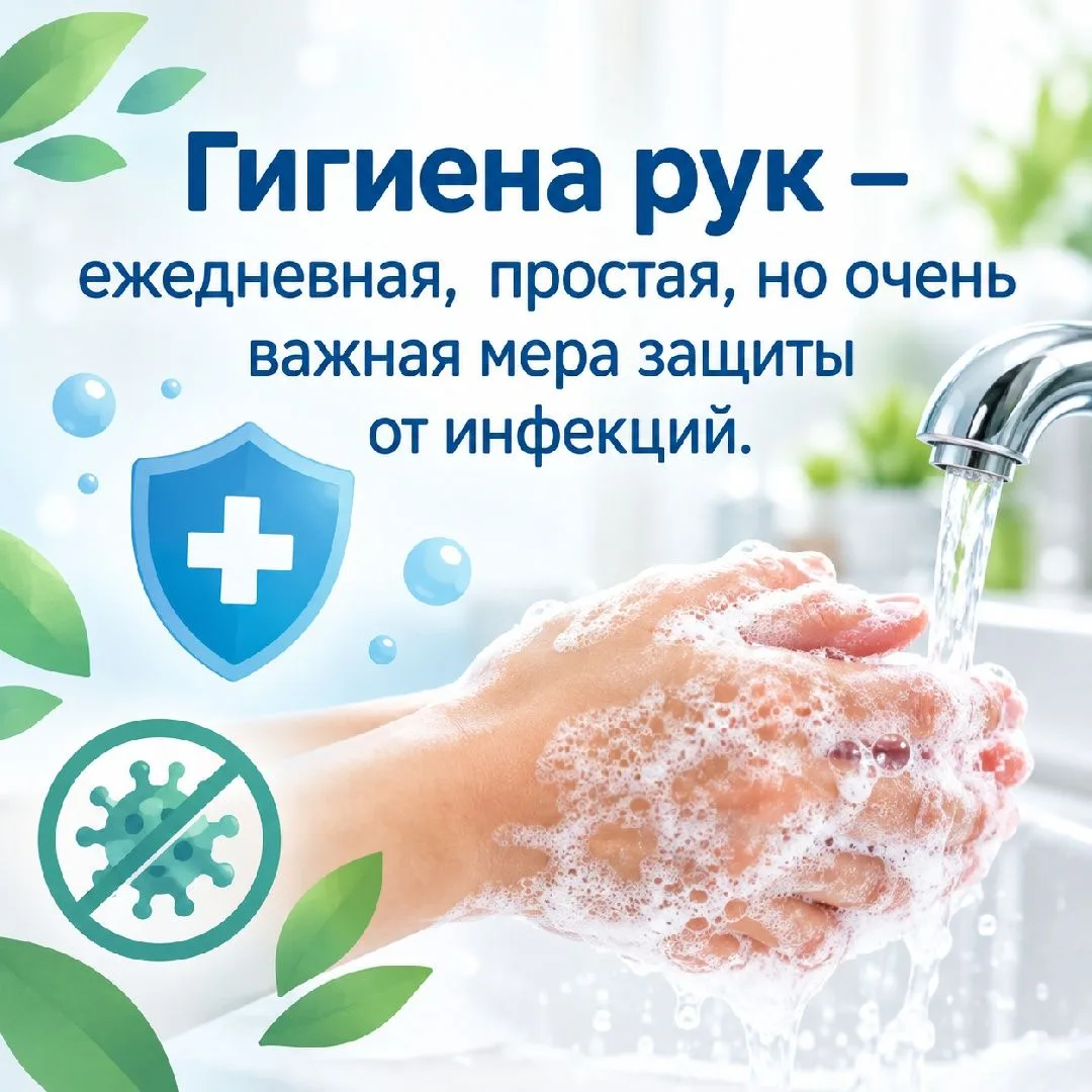 Гигиена рук - ежедневная, простая, но очень важная мера защиты от инфекций