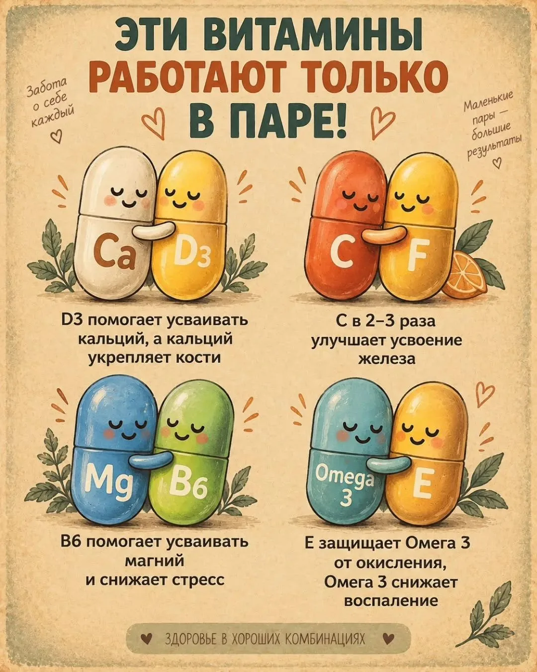 💊 ВИТАМИНЫ ТОЖЕ ЛЮБЯТ «ПАРОЧКИ» — НО НЕ ВСЕ СОЧЕТАНИЯ РАБОТАЮТ ТАК, КАК ПИШУТ В ИНТЕРН...