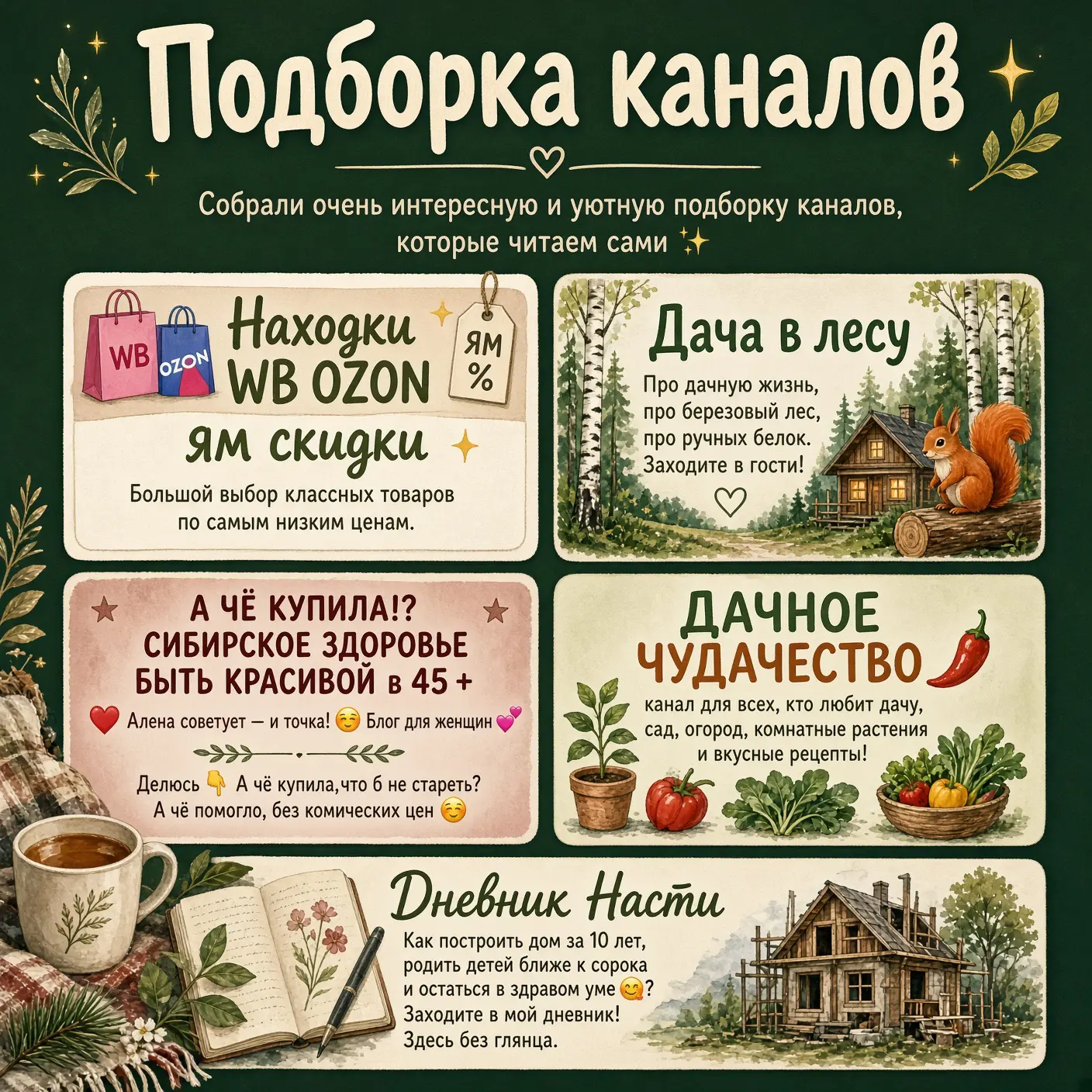 Собрали очень интересную и уютную подборку каналов, которые читаем сами ✨