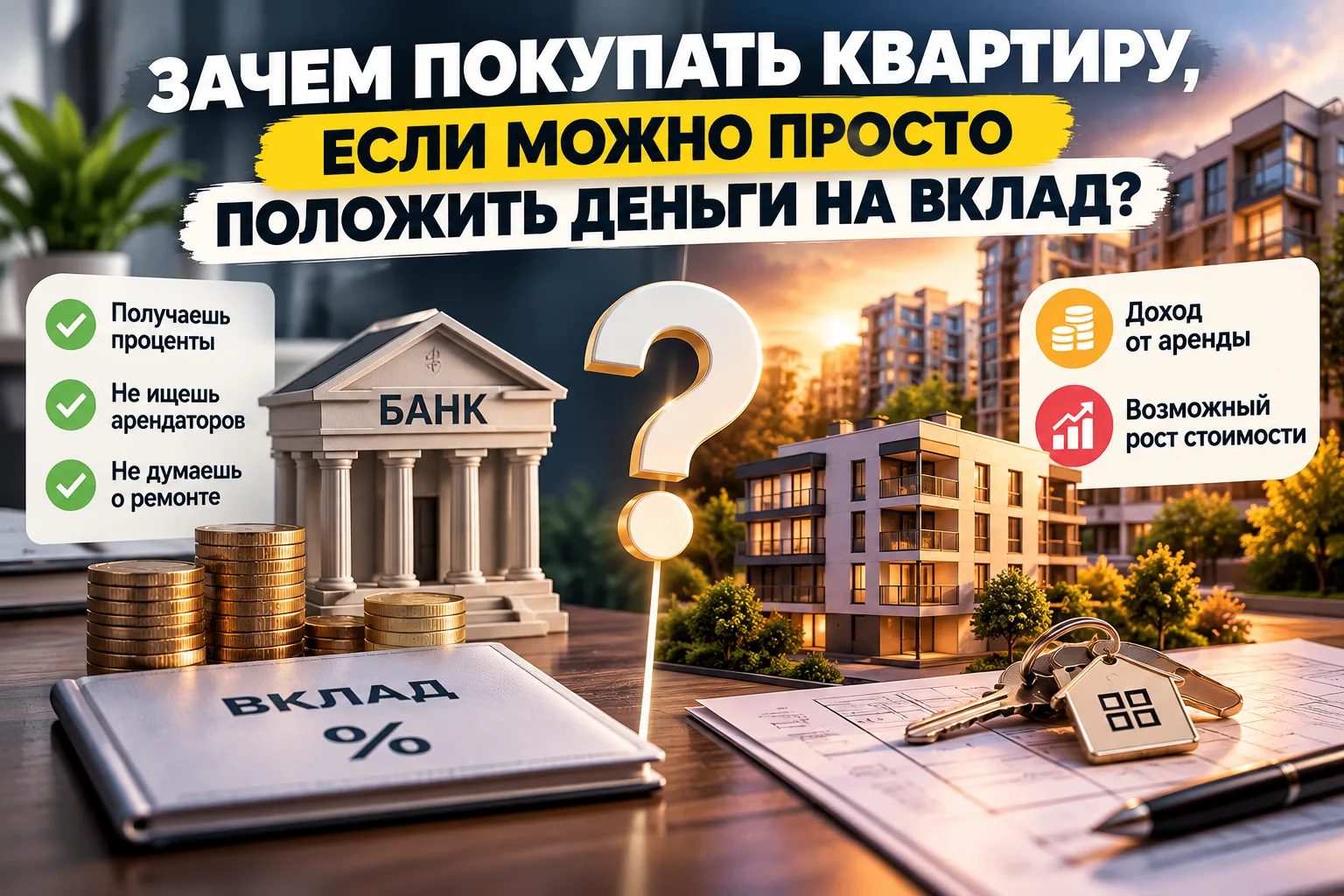 🔥 Зачем покупать квартиру, если можно просто положить деньги на вклад? 💸