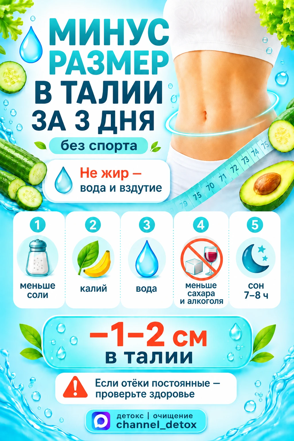 💧 Минус размер в талии за 3 дня — без спорта
