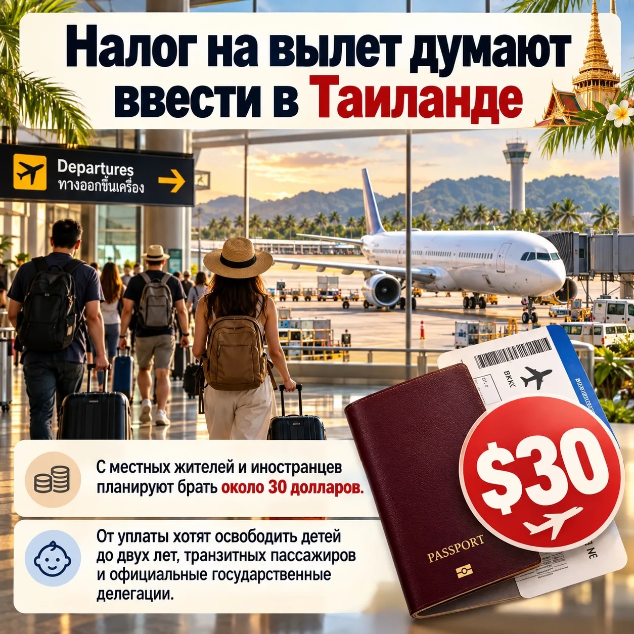 🇹🇭 В Таиланде намерены ввести сбор за вылет