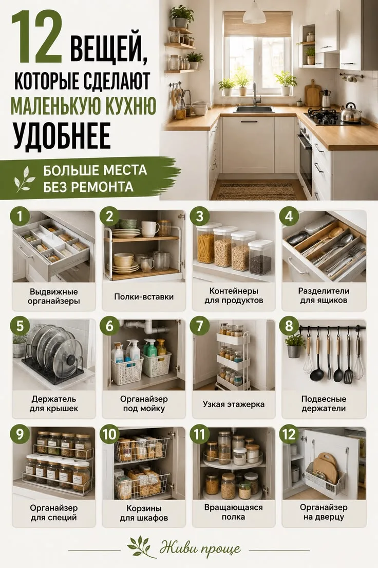 12 советов которые сделают маленькую кухню удобнее