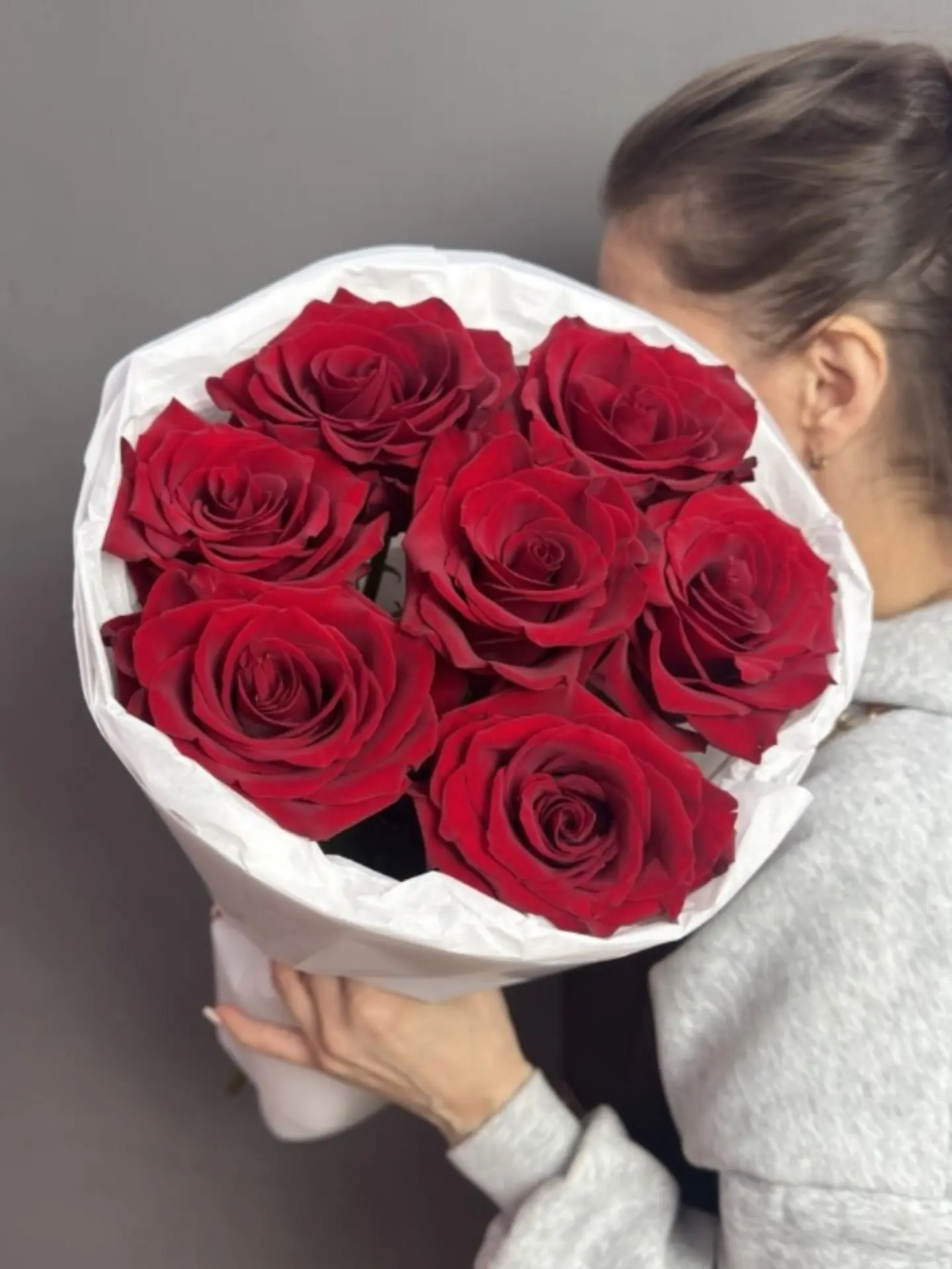 ❤Монобукет из бордовых одиночных роз сорта "Эксплорер"
