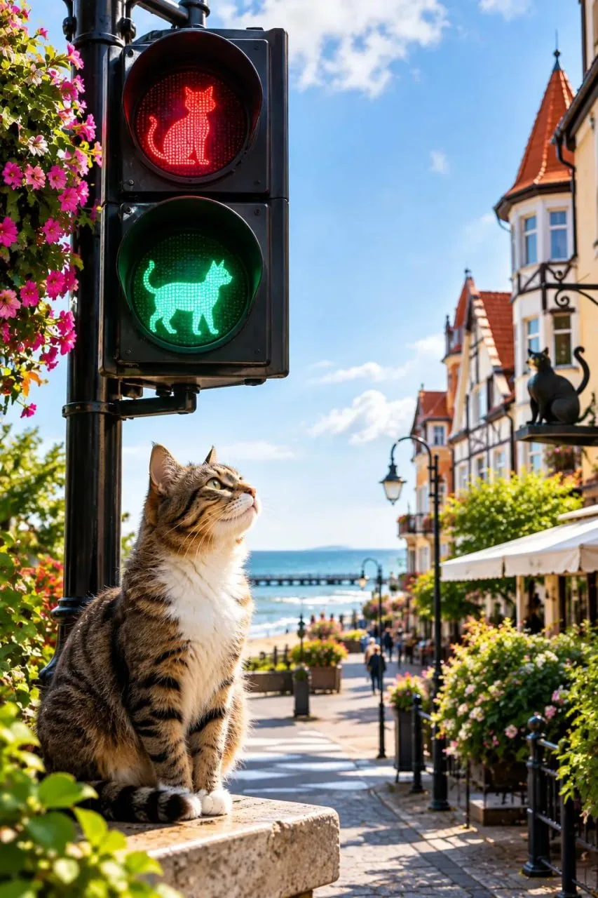 🚦🐱 Зеленоградск — город, где светофоры подчиняются кошкам! 🐾✨