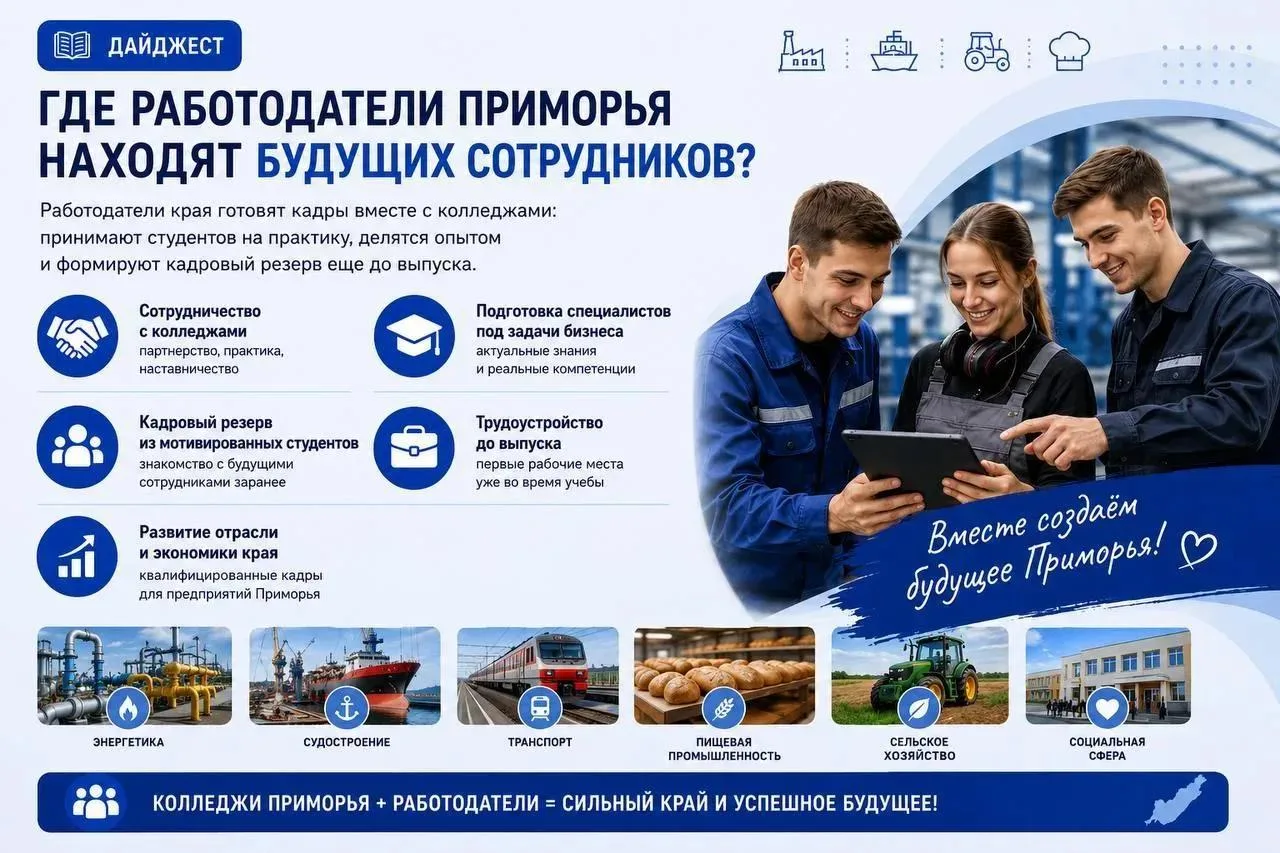 💡Кадры для предприятий: как колледжи Приморья помогают закрывать вакансии