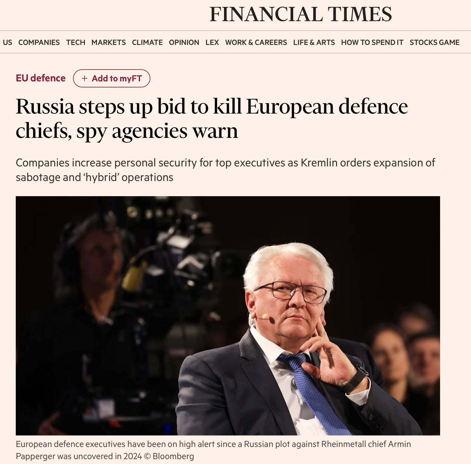 Оказывается, Россия собирается поубивать топ-менеджеров европейских оборонных компаний....