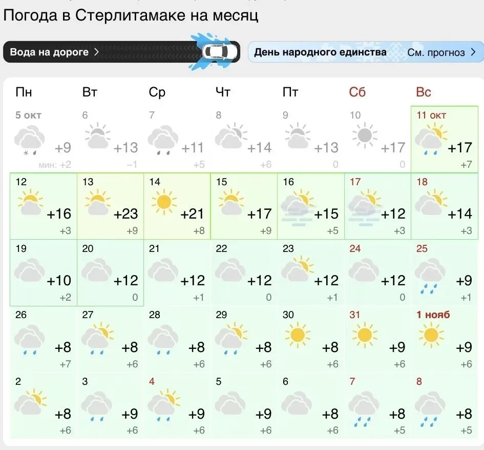 🌡️Лето вернется на пару дней в Стерлитамак