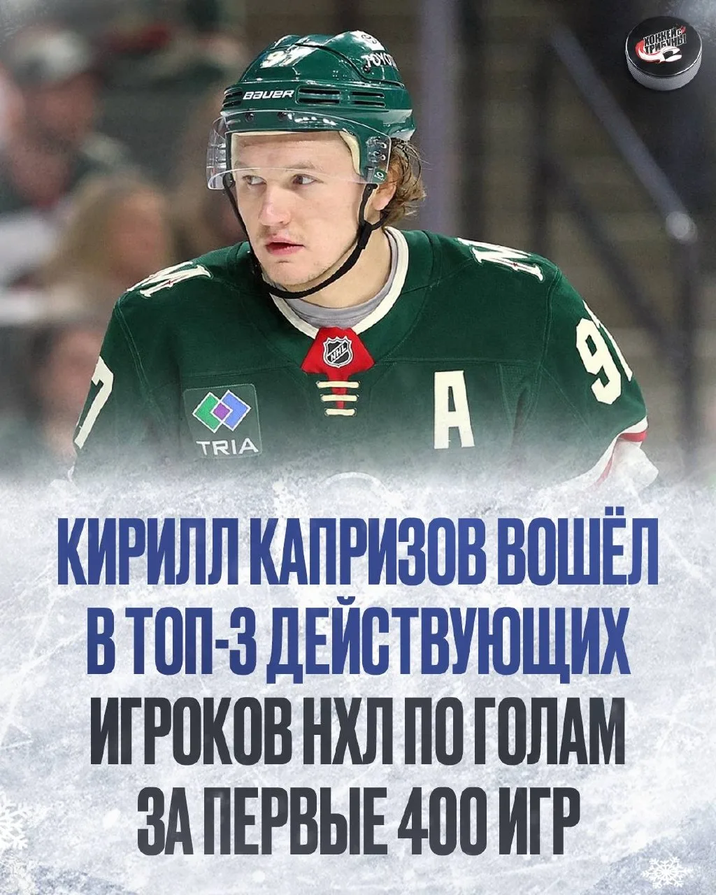 🔝🌲  Кирилл Капризов один из лучших снайперов, среди действующих игроков в первых 400 ...