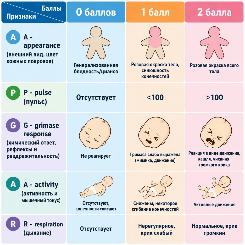 Шкала Апгар для новорожденных