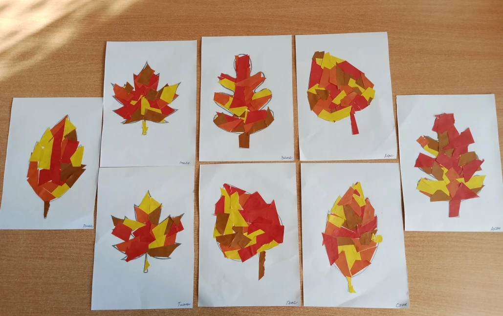 🍂 Осенний лист: мозаика из цветной бумаги 🍂
