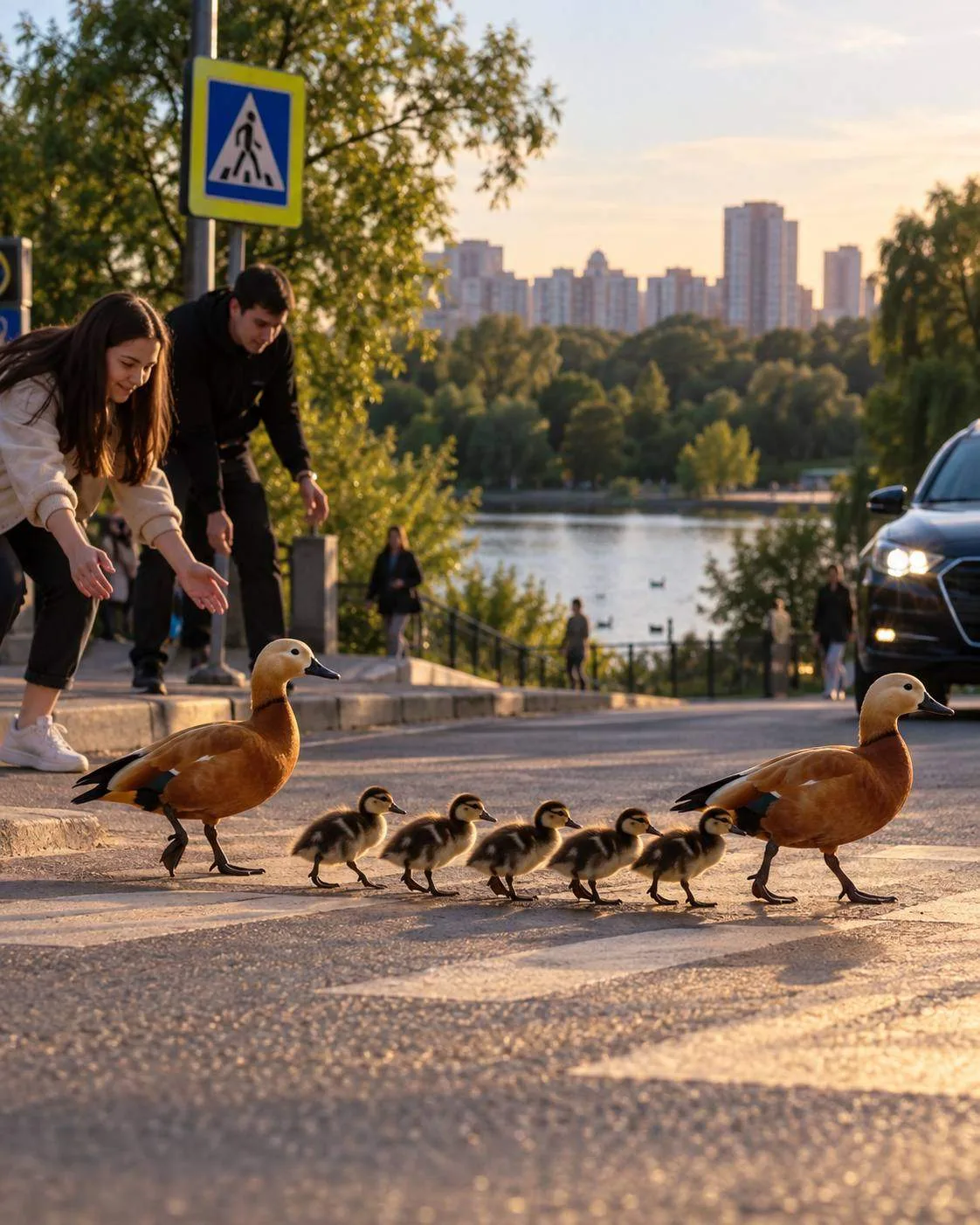 🦆 Москва — прохожие помогли утиной семье добраться до пруда