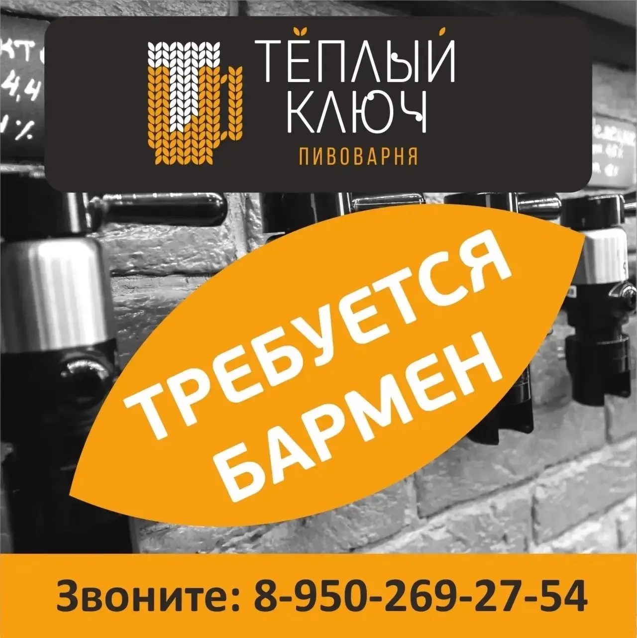 🍺В СЕТЬ ФИРМЕННЫХ МАГАЗИНОВ «ТЁПЛЫЙ КЛЮЧ» ТРЕБУЕТСЯ БАРМЕН!