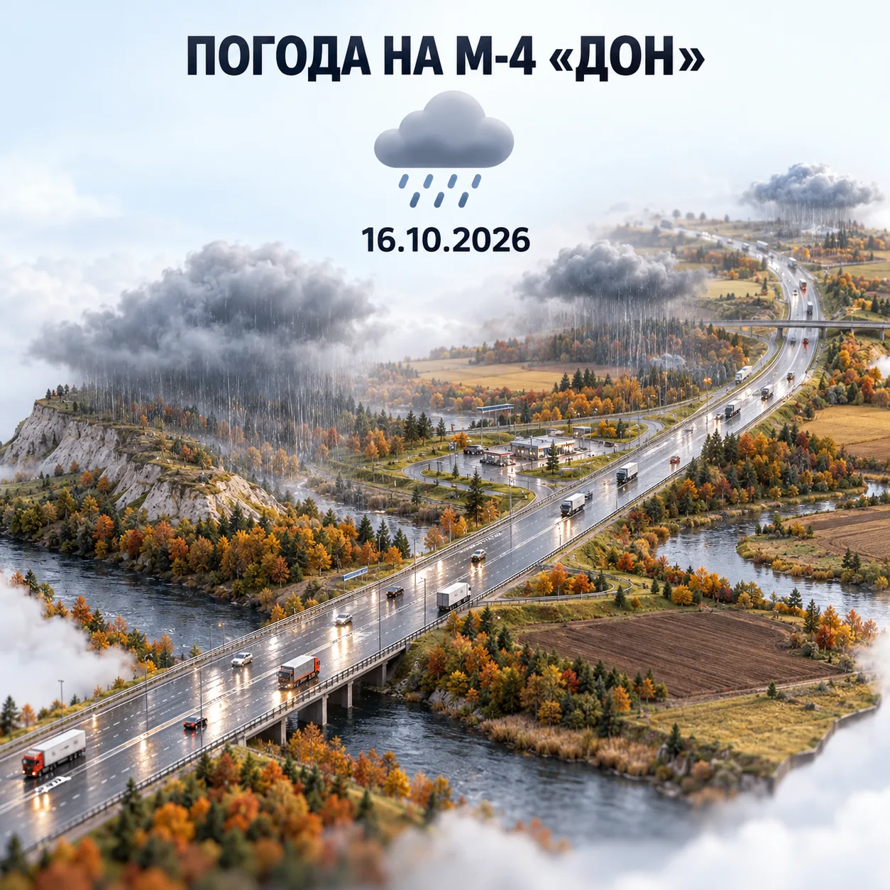 🌦 Погода на М-4 «Дон» — 16 октября