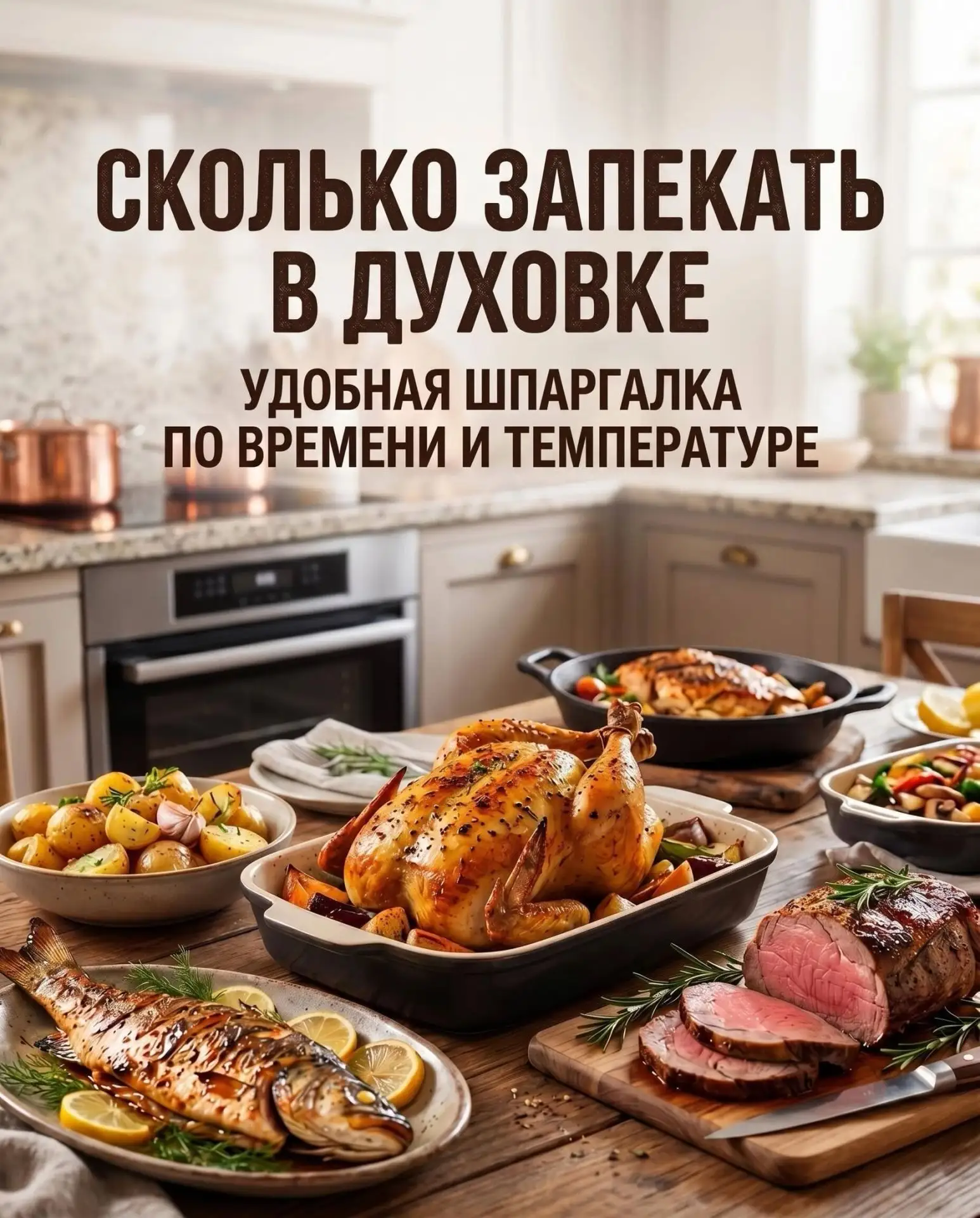 💚 Сколько запекать курицу, мясо, рыбу, овощи и выпечку?💚