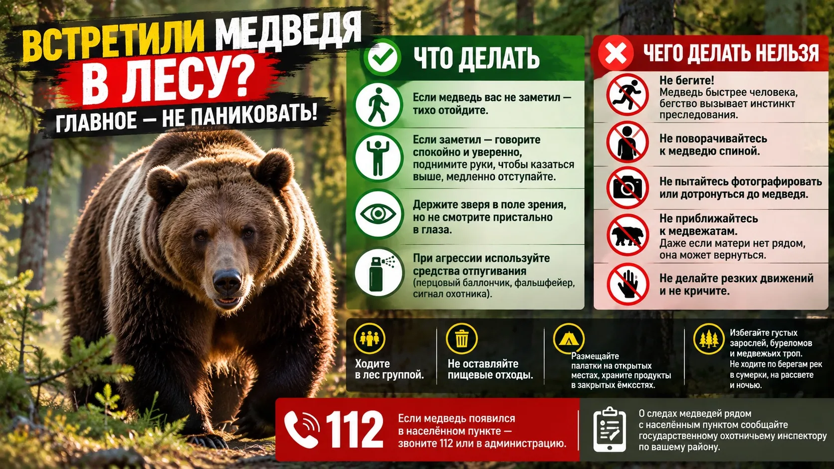 🐻 ВСТРЕТИЛИ МЕДВЕДЯ В ЛЕСУ? ГЛАВНОЕ — НЕ ПАНИКОВАТЬ!
