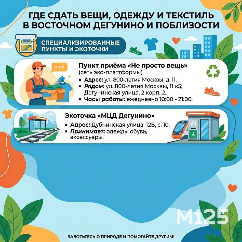 Создал для вас ещё одну удобную карточку. На этот раз информирую, куда можно сдать вещи...
