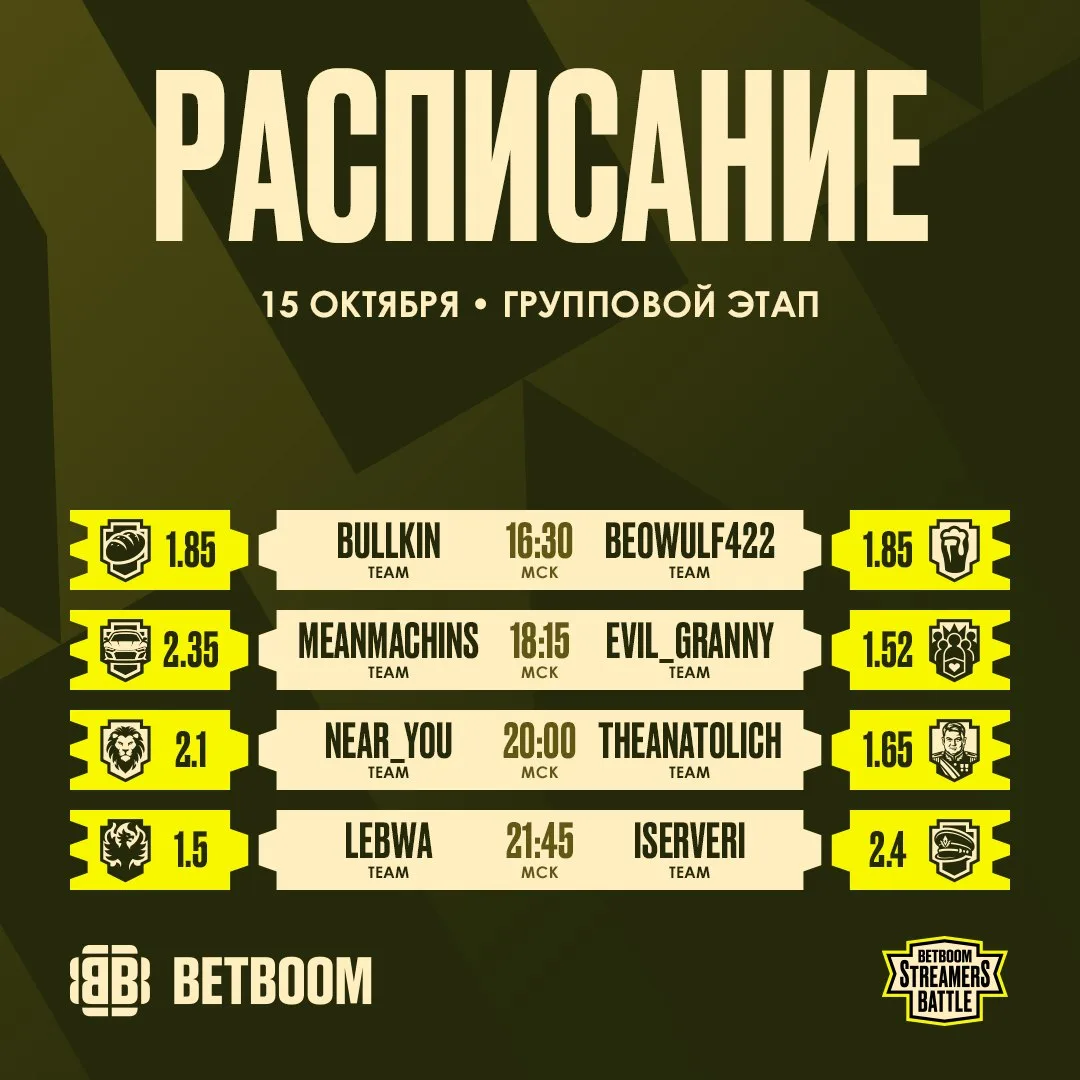 ⭐️Турнир «😍BetBoom Streamers Battle» • Расписание