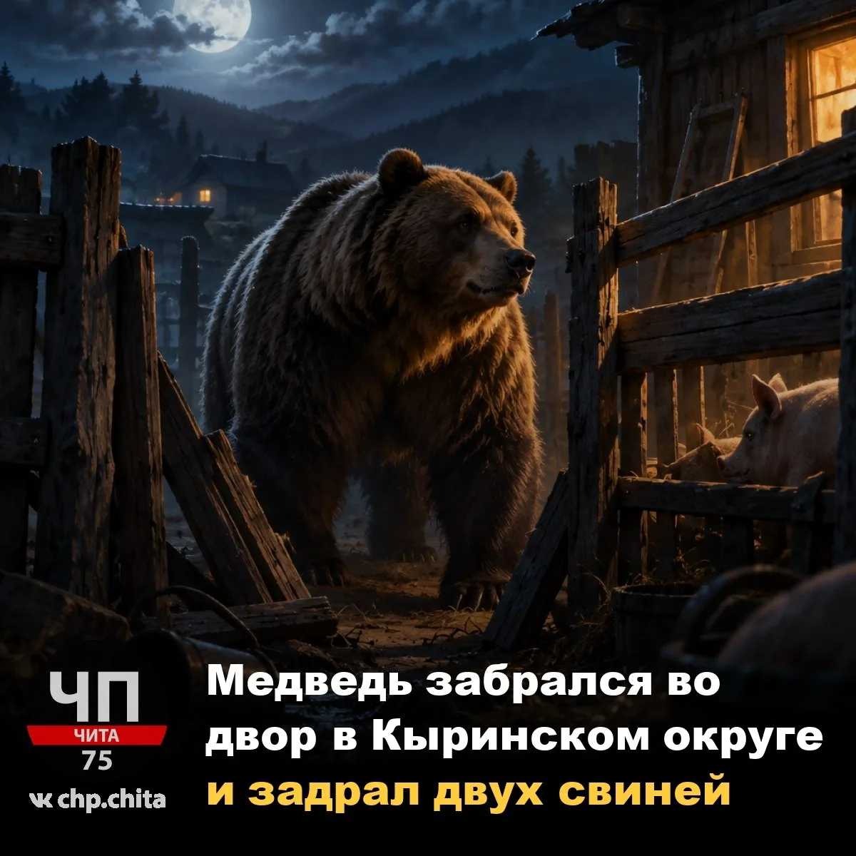 🛑 Медведь забрался во двор в Кыринском округе и задрал двух свиней