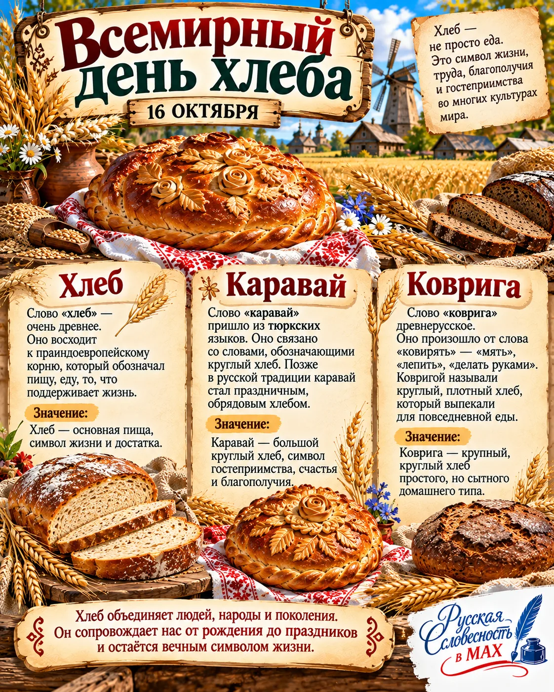 🍞 16 ОКТЯБРЯ — ВСЕМИРНЫЙ ДЕНЬ ХЛЕБА! 🌾