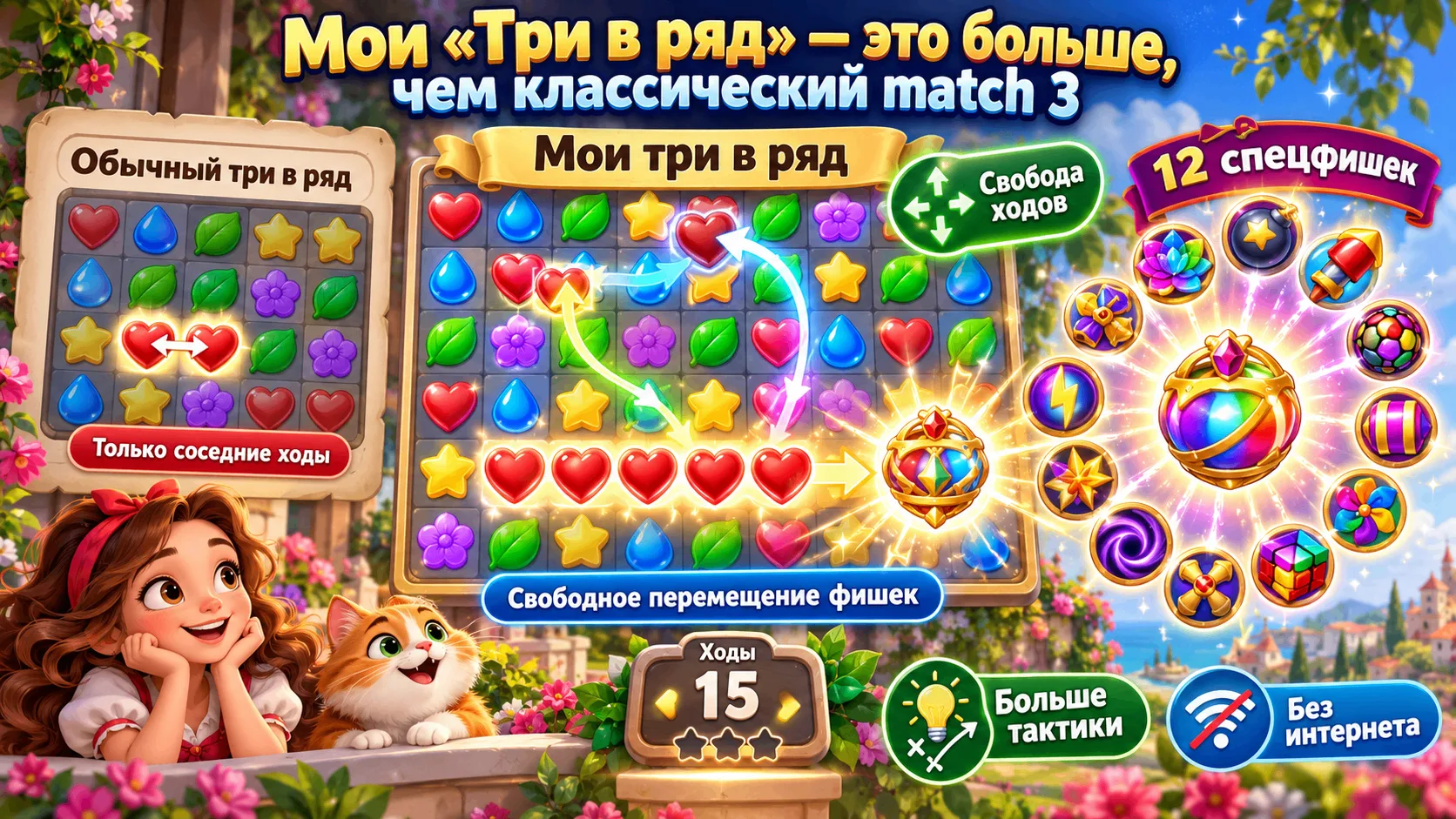 Мои «Три в ряд» заметно отличаются от классических игр жанра match 3.