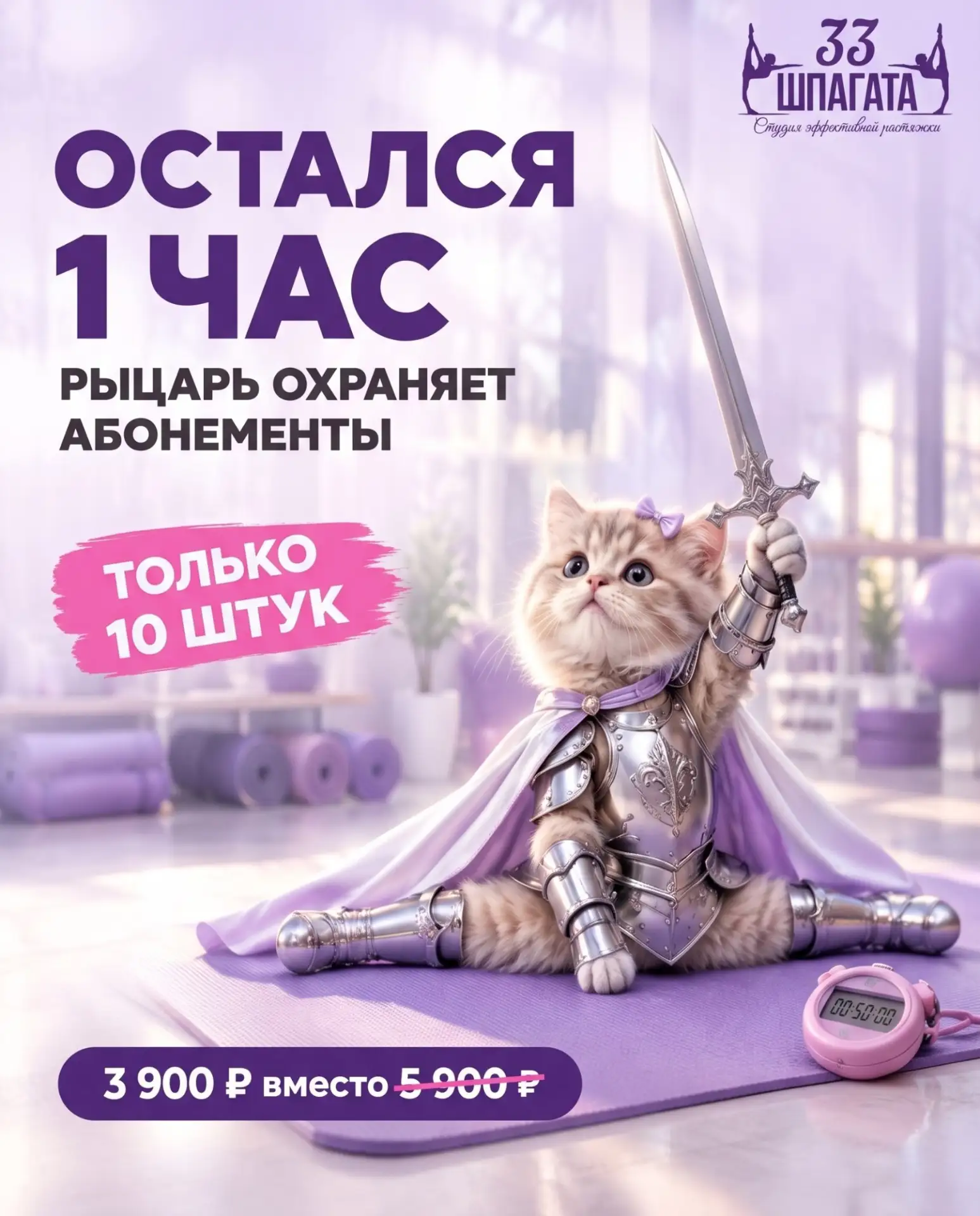 ⚔️ Остался 1 час! Рыцарь охраняет абонементы.