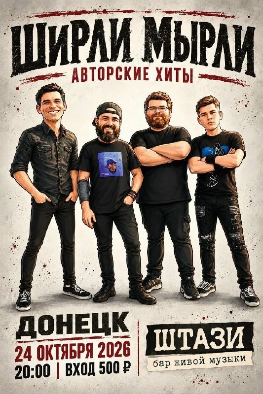 ‼️24 октября, в 20:00 группа «Ширли Мырли» выступит для вас с авторской программой в ле...