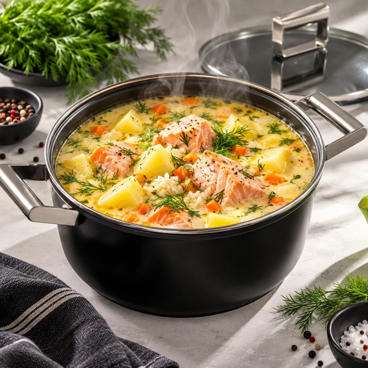🍲 УХА СО СЛИВКАМИ И СЁМГОЙ — ТАКОЙ НЕЖНЫЙ СУП, ЧТО ЗАХОЧЕТСЯ ДОБАВКИ! 😋