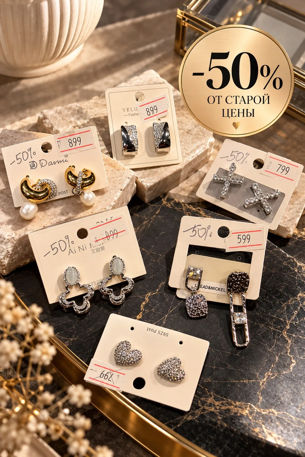 ✨ ДЕВОЧКИ, СКИДКА −50% НА СЕРЁЖКИ! ✨