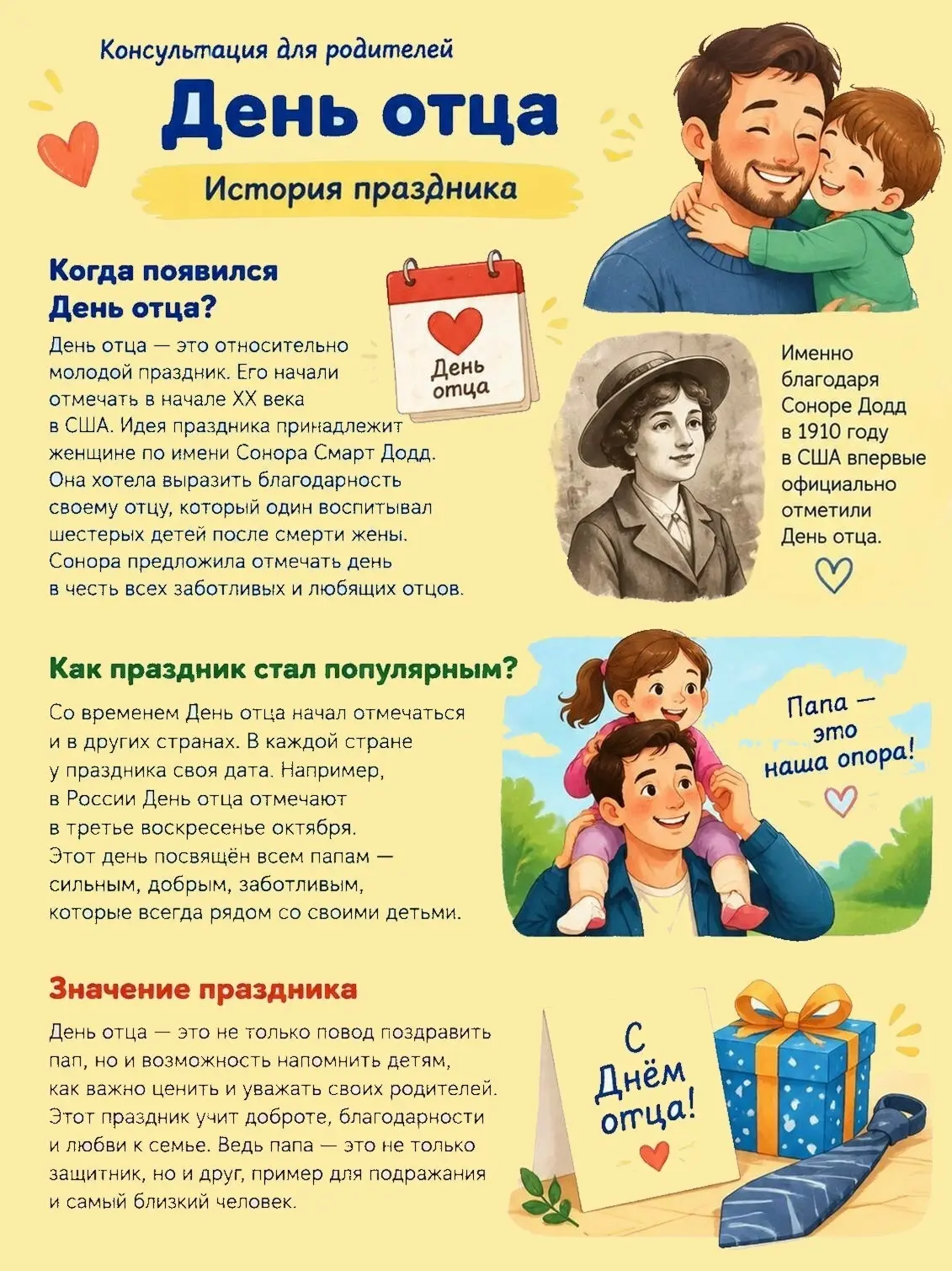Просвещение для родителей: инфографика ко Дню отца от нашего психолога