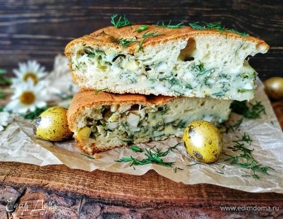 🌟Заливной пирог с яйцами и зеленью