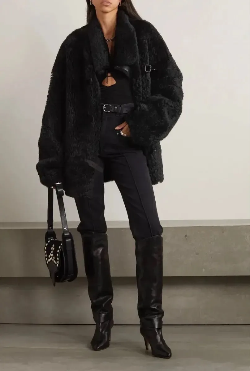 Эко-мех Balenciaga в чёрном цвете, мягкий, не колется, приятный на ощупь, пластичный, х...