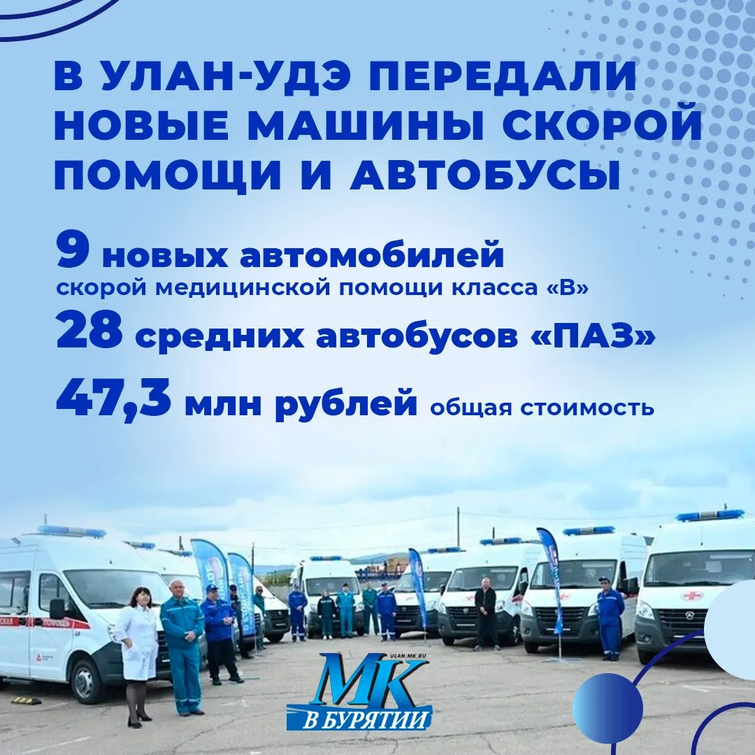 В Улан-Удэ передали 9 машин скорой помощи и 28 новых автобусов