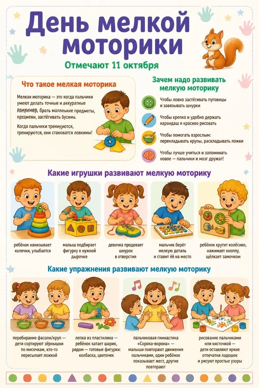 👐 11 октября — Всемирный день мелкой моторики!