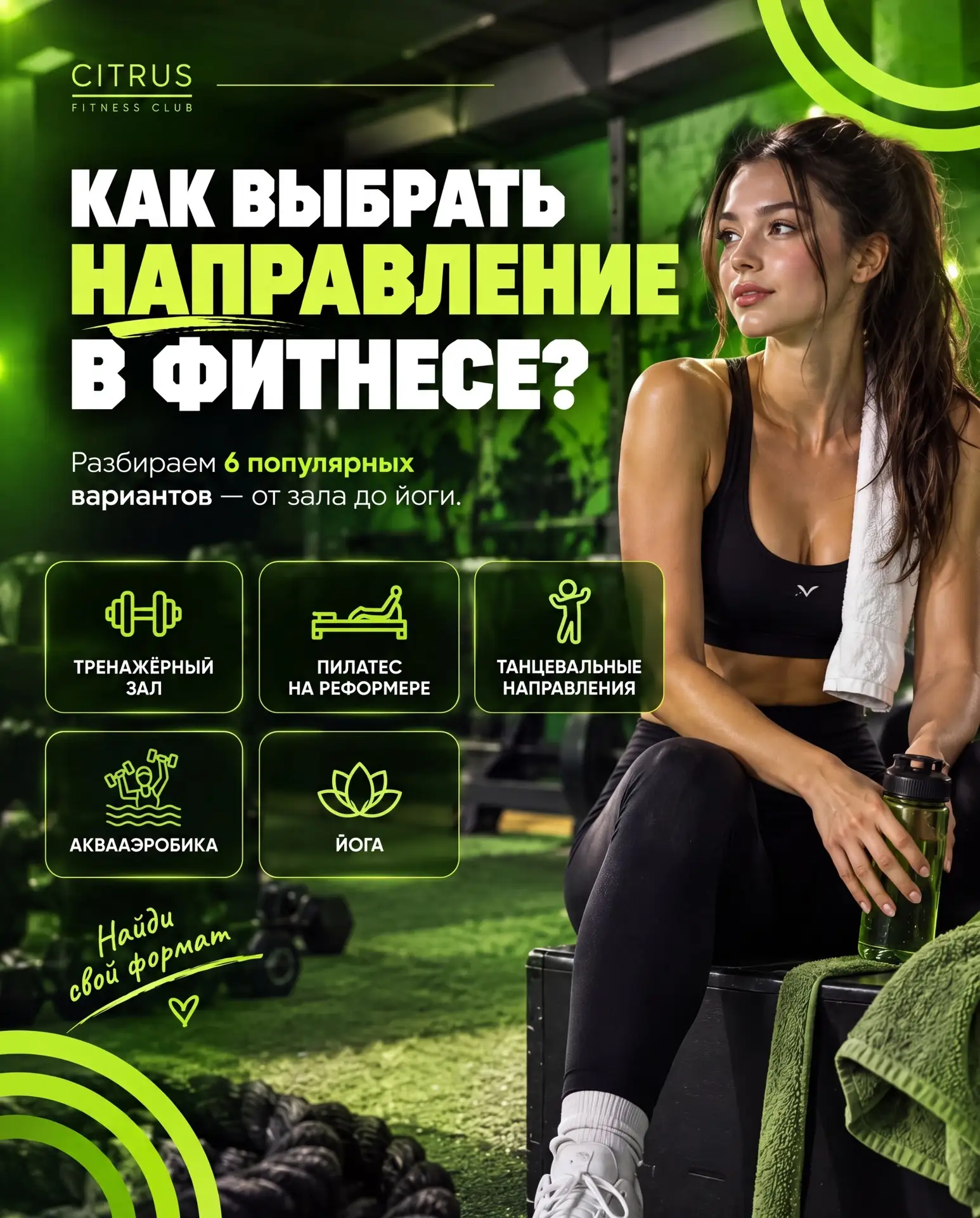 Как выбрать направление в фитнесе? Разбираем 6 популярных вариантов — от зала до йоги. ...