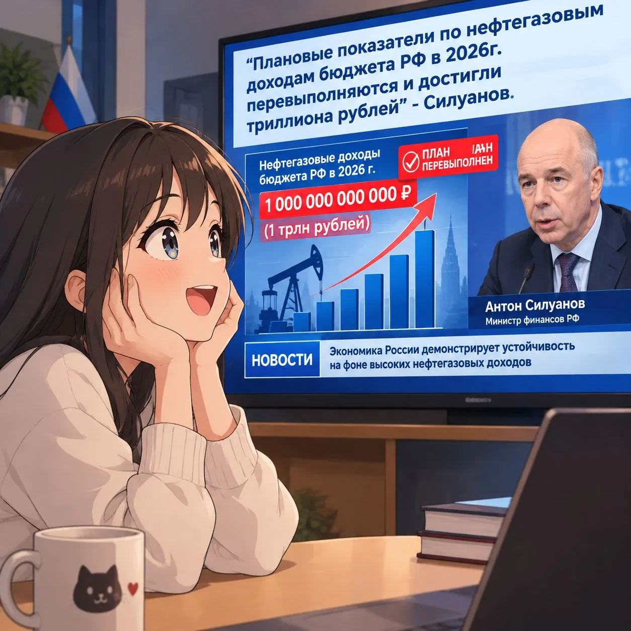 Плановые показатели по нефтегазовым доходам бюджета РФ в 2026г. перевыполняются и дости...