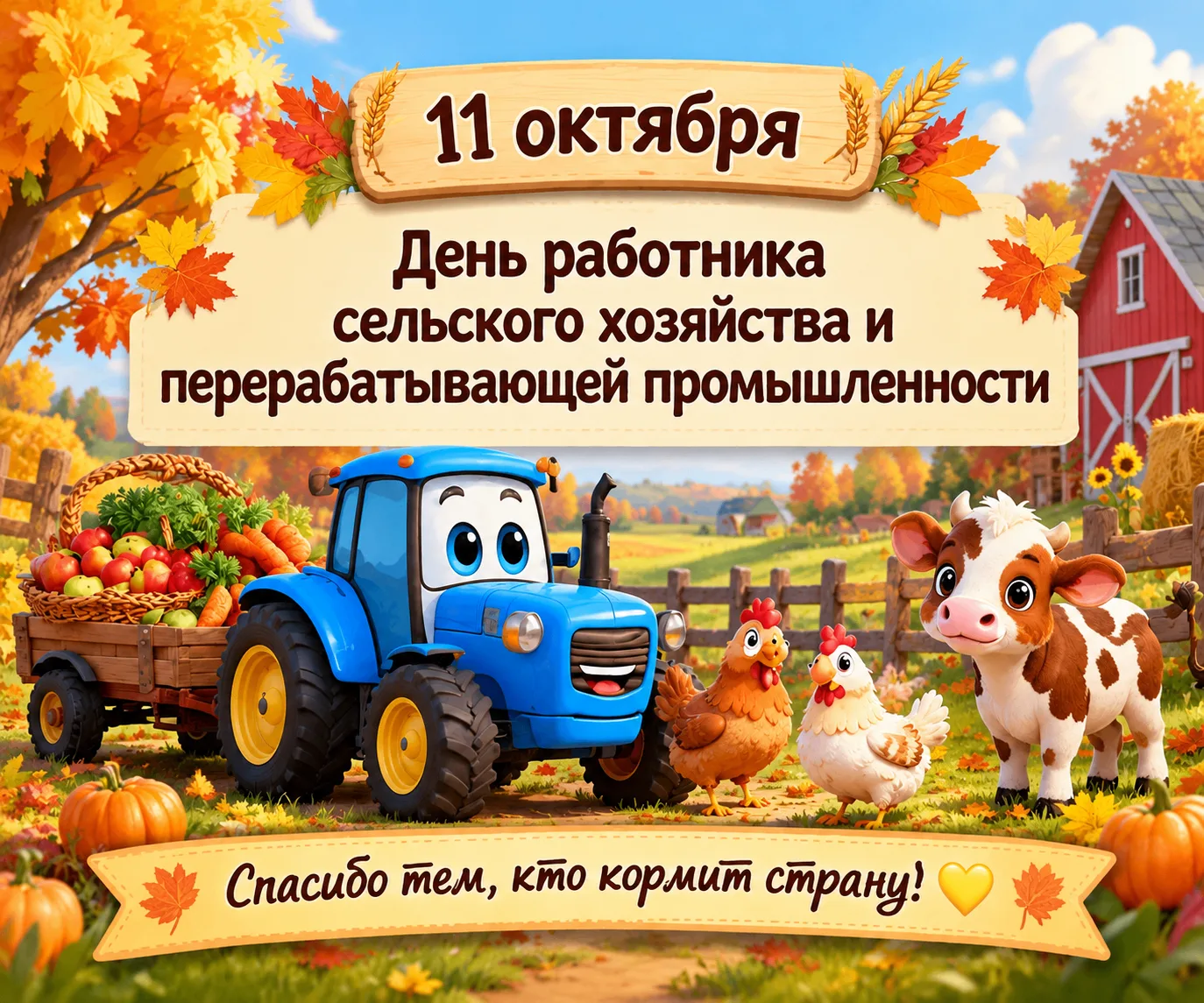 🌾 Сегодня мы говорим «спасибо» тем, кто трудится на земле: агрономам, трактористам, до...