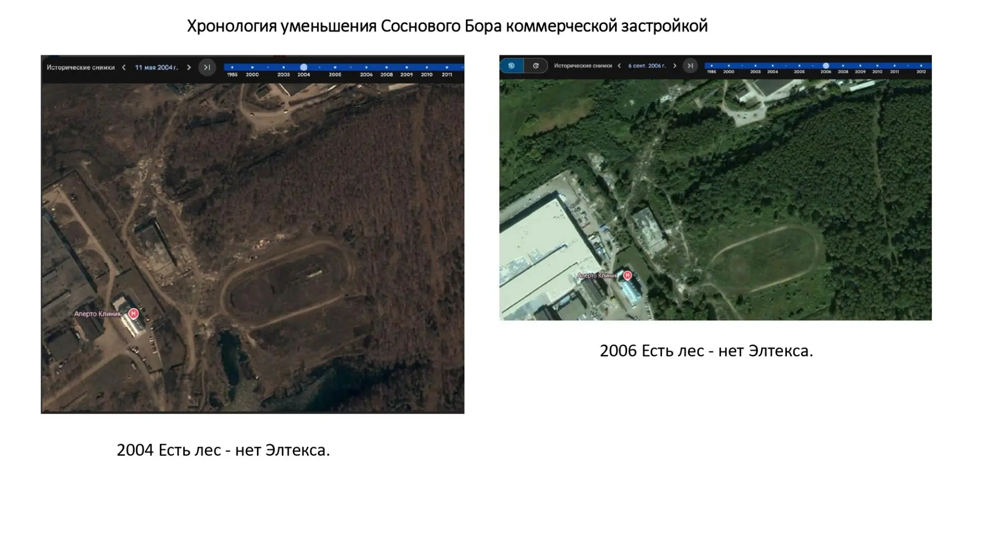 Составили хронологию уменьшения площади Соснового бора, воспользовавшись историческими ...