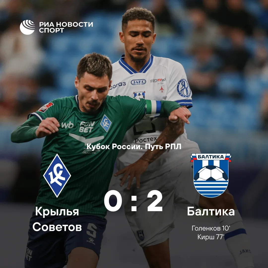 ⚽️ «Крылья Советов» проиграли «Балтике» в матче Кубка России