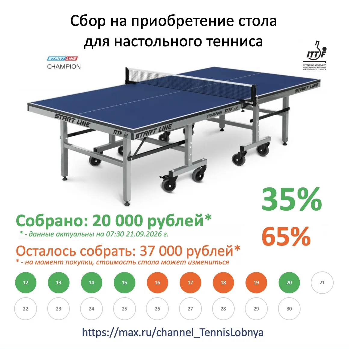 🏓 Сбор на стол для настольного тенниса: день десятый!