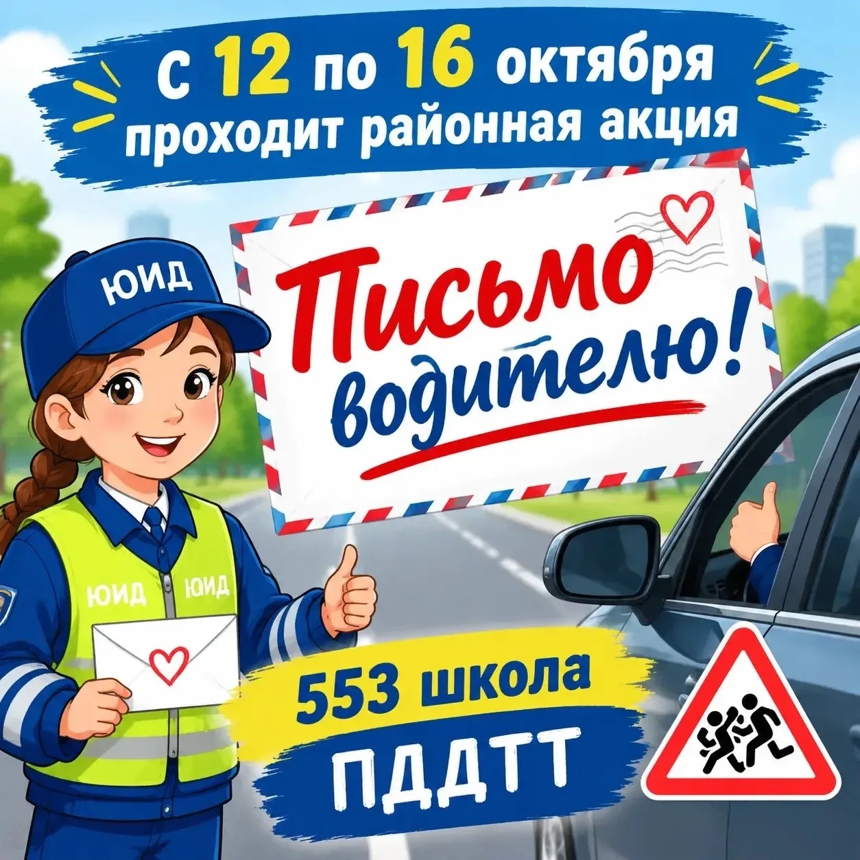 🚦С 12 по 16 октября проходит районная акция ЮИД «Письмо водителю!» для профилактики де...