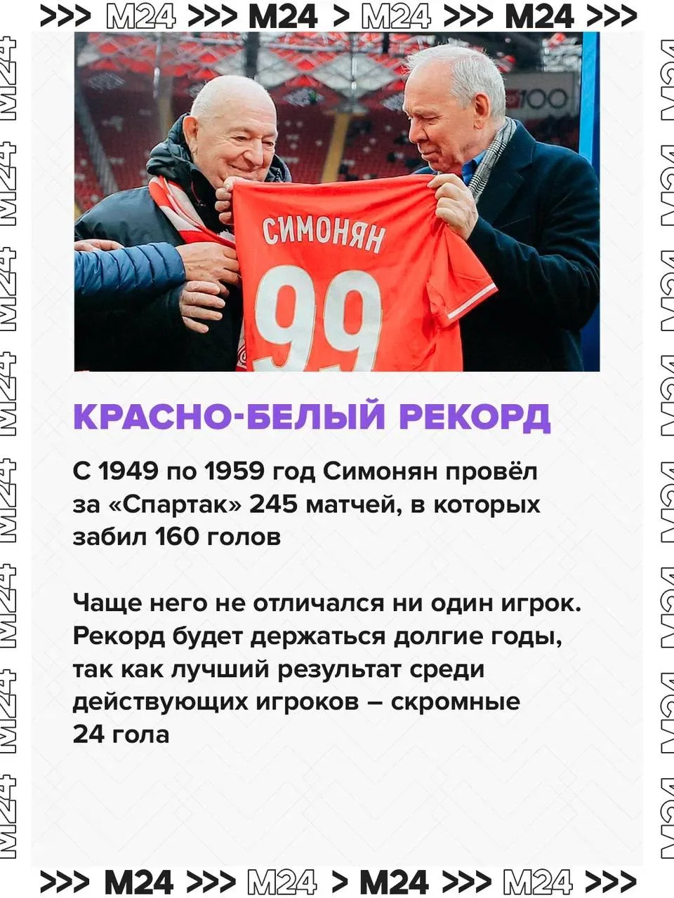 Даже в 99 лет ему хватало энергии на работу, интервью и посещение матчей «Спартака».