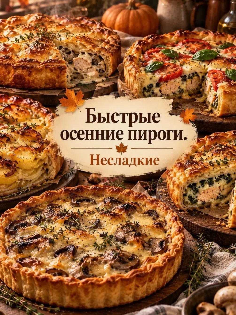 1. 🥧 Куриный пирог с грибами в сливочном соусе